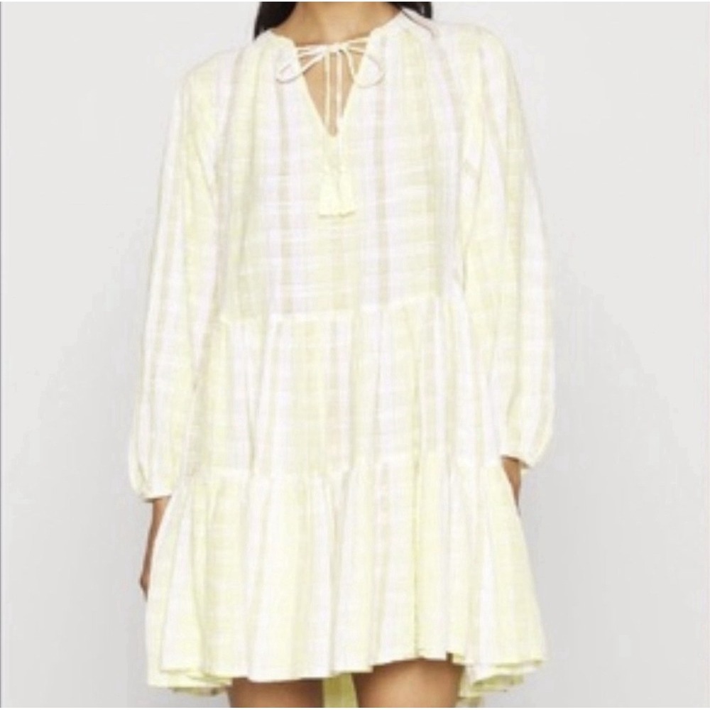 NWT Anthropologie Seafolly Textured Gingham Dress Lime Green Size S/M